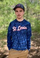 Rally St Louis Womens Navy Blue Retro Script LS Tee