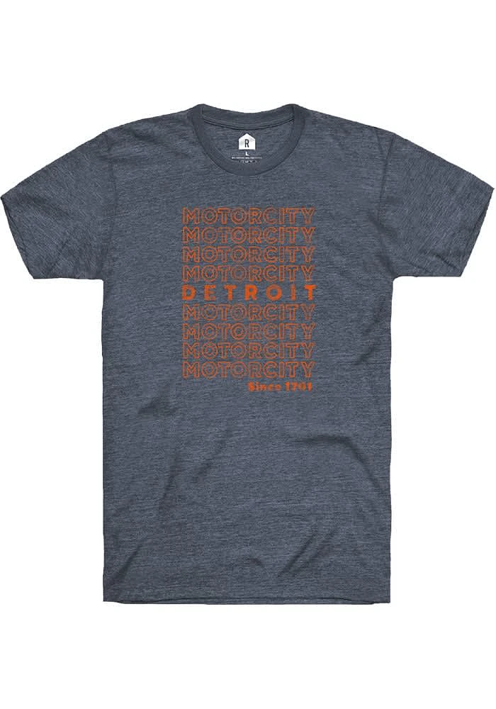 Rally Detroit Navy Blue Motor City Repeat Short Sleeve Fashion T Shirt
