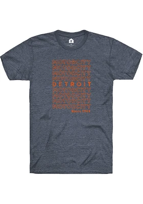 Rally Detroit Navy Blue Motor City Repeat Short Sleeve Fashion T Shirt