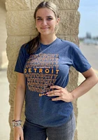 Rally Detroit Navy Blue Motor City Repeat Short Sleeve Fashion T Shirt
