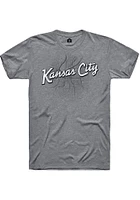 Rally Kansas City Grey Wordmark Over Map Short Sleeve Fashion T Shirt