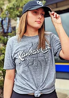 Rally Kansas City Grey Wordmark Over Map Short Sleeve Fashion T Shirt