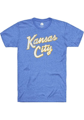 Rally Kansas City Blue Edgy Script Short Sleeve Fashion T Shirt