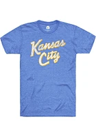 Rally Kansas City Blue Edgy Script Short Sleeve Fashion T Shirt