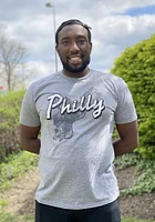 Rally Philadelphia Grey Wordmark Over City Map Short Sleeve Fashion T Shirt