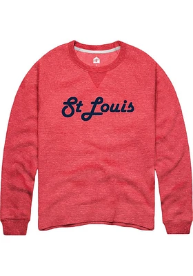 Rally St Louis Mens Red Retro Wordmark Long Sleeve Crew Sweatshirt