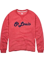 Rally St Louis Mens Red Retro Wordmark Long Sleeve Crew Sweatshirt
