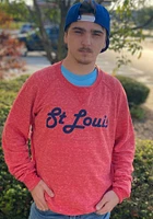Rally St Louis Mens Red Retro Wordmark Long Sleeve Crew Sweatshirt