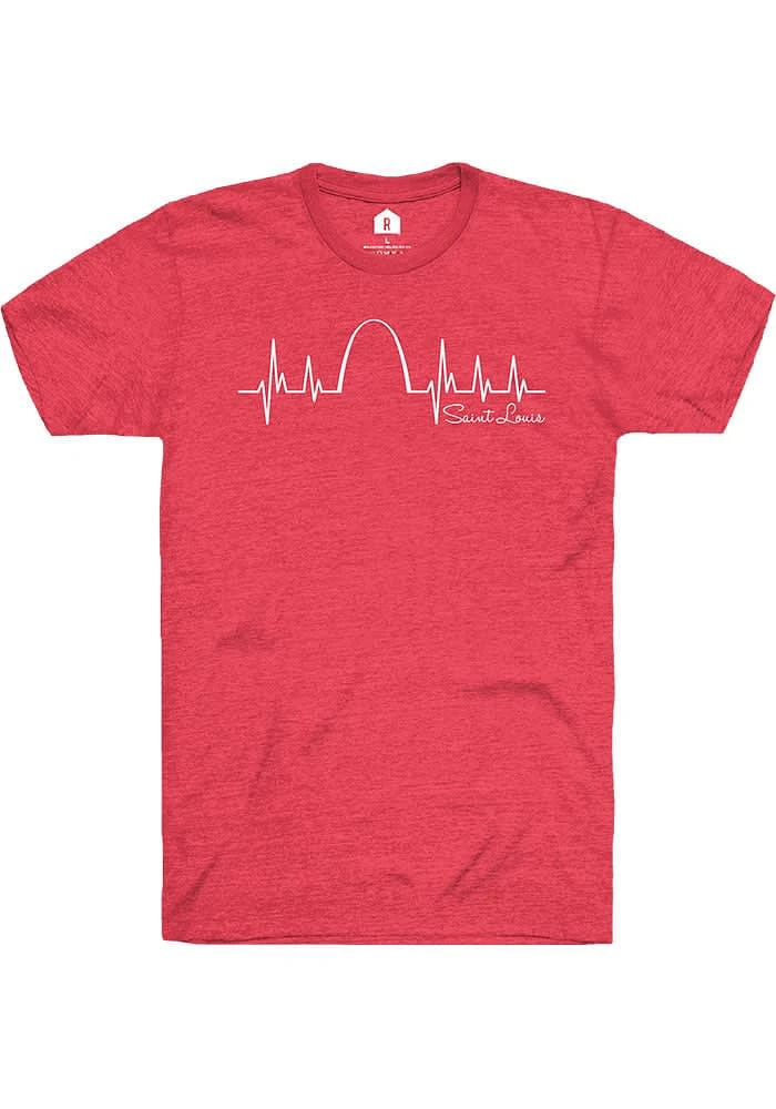 Rally St Louis Red Heartbeat Arch Short Sleeve Fashion T Shirt