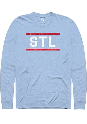 Rally St Louis Light Blue Block and Bars Long Sleeve T Shirt