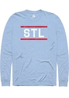 Rally St Louis Light Blue Block and Bars Long Sleeve T Shirt