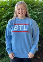 Rally St Louis Mens Light Blue Block and Bars Long Sleeve Crew Sweatshirt