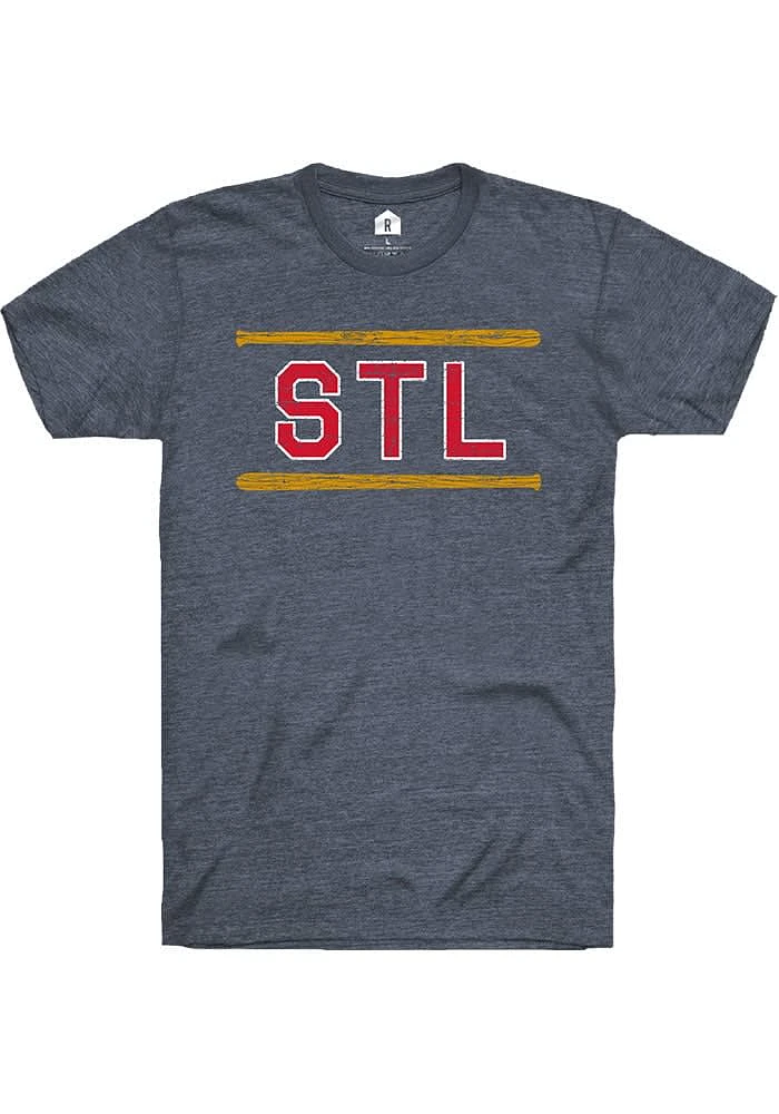 Rally St Louis Navy Blue Block and Bats Short Sleeve Fashion T Shirt
