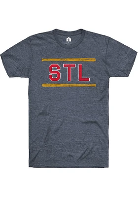 Rally St Louis Navy Blue Block and Bats Short Sleeve Fashion T Shirt