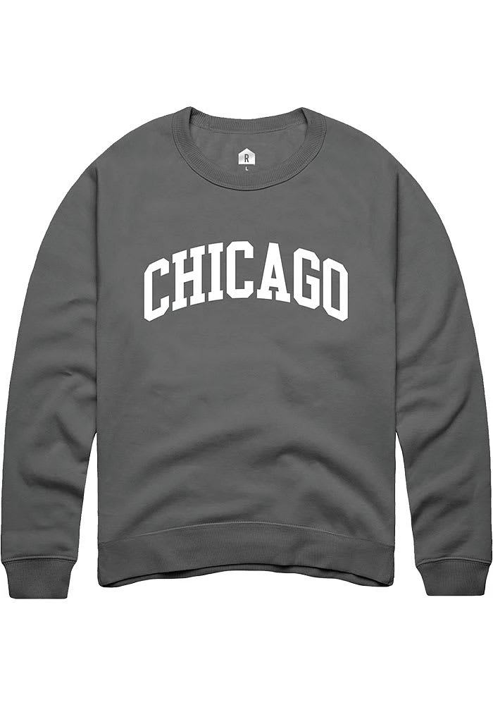 Rally Chicago Womens Grey Arch Wordmark Crew Sweatshirt