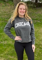 Rally Chicago Womens Grey Arch Wordmark Crew Sweatshirt