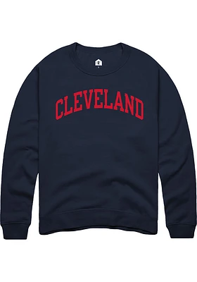 Rally Cleveland Womens Navy Blue Arch Wordmark Crew Sweatshirt