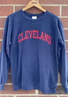 Cleveland Womens Navy Blue Arch Wordmark Crew Sweatshirt