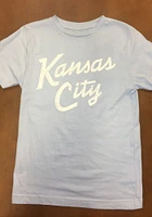Rally Kansas City Youth Light Blue Stacked Script Short Sleeve Fashion T-Shirt