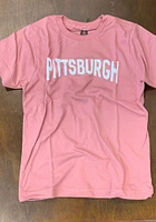 Rally Pittsburgh Youth Pink Arch Wordmark Short Sleeve T-Shirt