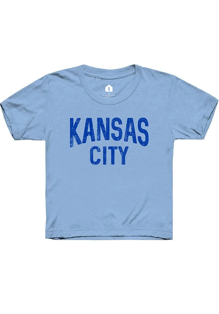Rally Kansas City Youth Light Blue Arch Wordmark Short Sleeve T-Shirt
