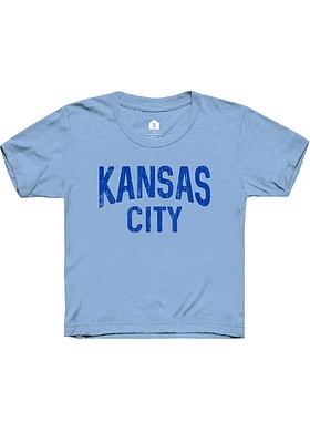 Rally Kansas City Youth Light Blue Arch Wordmark Short Sleeve T-Shirt