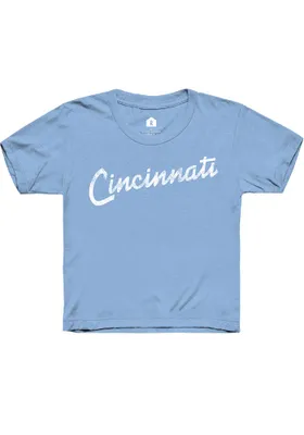 Rally Cincinnati Youth Light Blue RH Script Short Sleeve T-Shirt