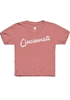 Rally Cincinnati Youth Pink RH Script Short Sleeve T-Shirt