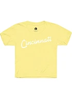 Rally Cincinnati Youth Yellow RH Script Short Sleeve T-Shirt