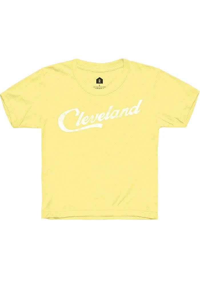 Rally Cleveland Youth Yellow RH Script Short Sleeve T-Shirt