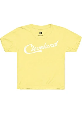 Rally Cleveland Youth Yellow RH Script Short Sleeve T-Shirt