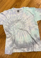 Rally Cleveland Youth Light Blue Tie Dye CLE Square Short Sleeve T-Shirt