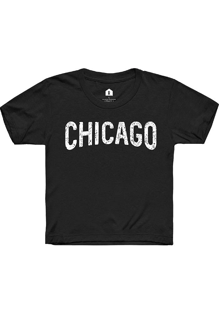 Rally Chicago Youth Black Arch Wordmark Short Sleeve T-Shirt