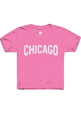 Rally Chicago Girls Pink Arch Wordmark Short Sleeve Tee
