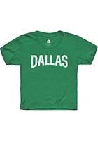 Rally Dallas Ft Worth Youth Green Arch Wordmark Short Sleeve T-Shirt