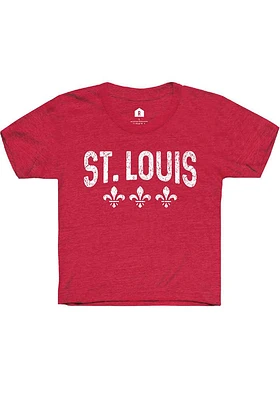 Rally St Louis Youth Red Fleur de Lis Short Sleeve T-Shirt