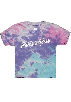 Rally Philadelphia Youth Purple Script Wordmark Short Sleeve T-Shirt