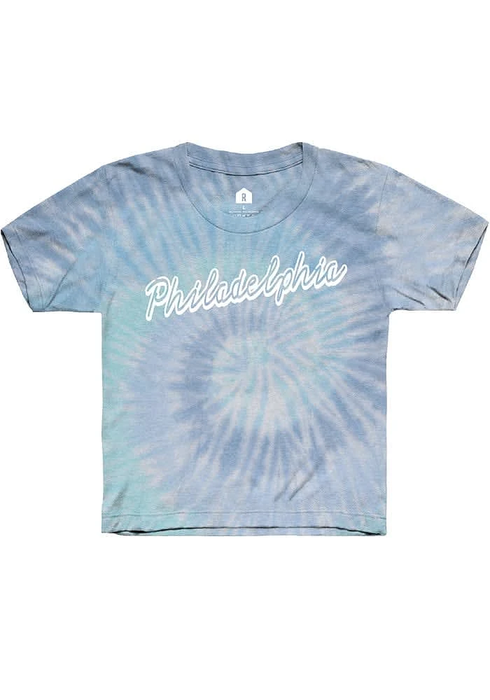 Rally Philadelphia Youth Light Blue Script Wordmark Short Sleeve T-Shirt
