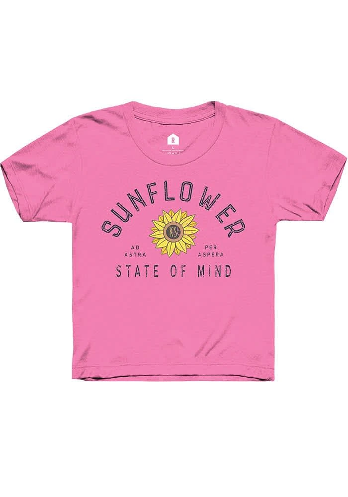 Rally Kansas Girls Red Sunflower State of Mind Short Sleeve Tee