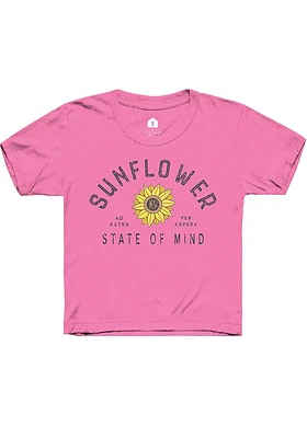 Rally Kansas Girls Red Sunflower State of Mind Short Sleeve Tee
