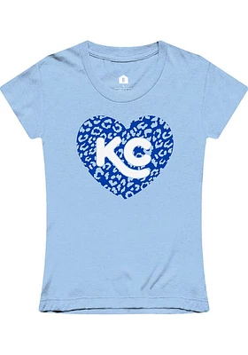 Rally Kansas City Girls Light Blue Cheetah Heart Short Sleeve Tee