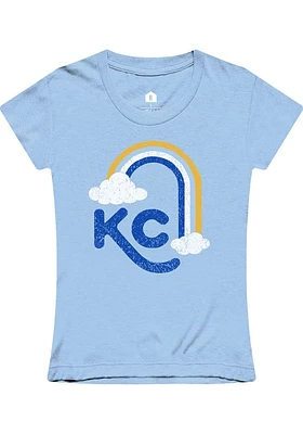 Rally Kansas City Girls Light Blue Rainbow Short Sleeve Tee