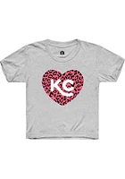 Rally Kansas City Toddler Girls Grey Cheetah Heart Short Sleeve T-Shirt
