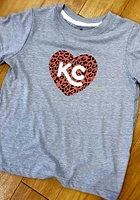 Rally Kansas City Toddler Girls Grey Cheetah Heart Short Sleeve T-Shirt