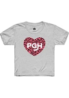 Rally Pittsburgh Toddler Girls Grey Cheetah Heart Short Sleeve T-Shirt
