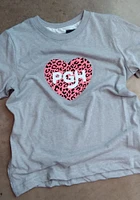 Rally Pittsburgh Toddler Girls Grey Cheetah Heart Short Sleeve T-Shirt
