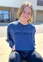 Rally Detroit Womens Navy Blue Armour Wordmark Crew Sweatshirt