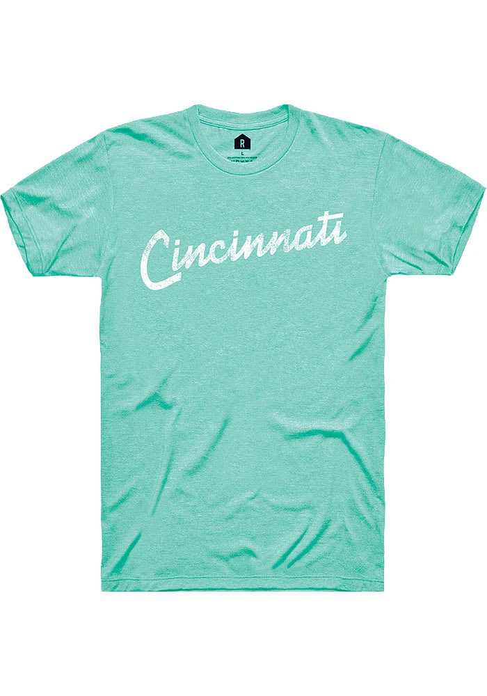 Rally Cincinnati Green RH Script Short Sleeve T Shirt