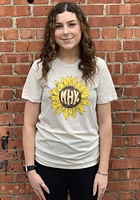 Rally Manhattan Womens Oatmeal MHK Sunflower Short Sleeve T-Shirt