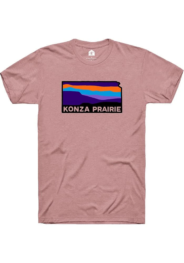 Rally Manhattan Pink Konza Prairie State Shape Short Sleeve Fashion T Shirt
